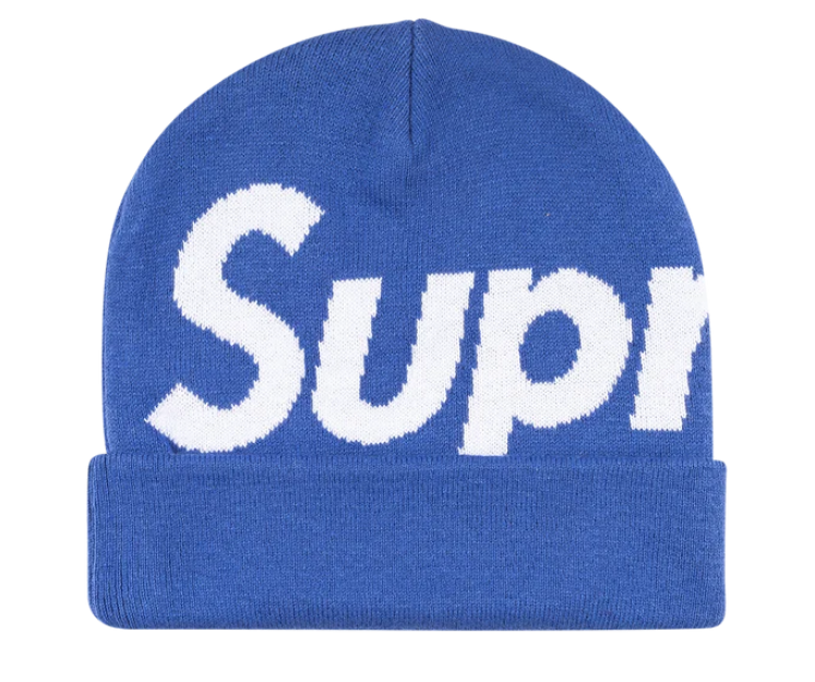 Supreme Big Logo Beanie Fw25 Royal Blue Cuffed Knit Hat