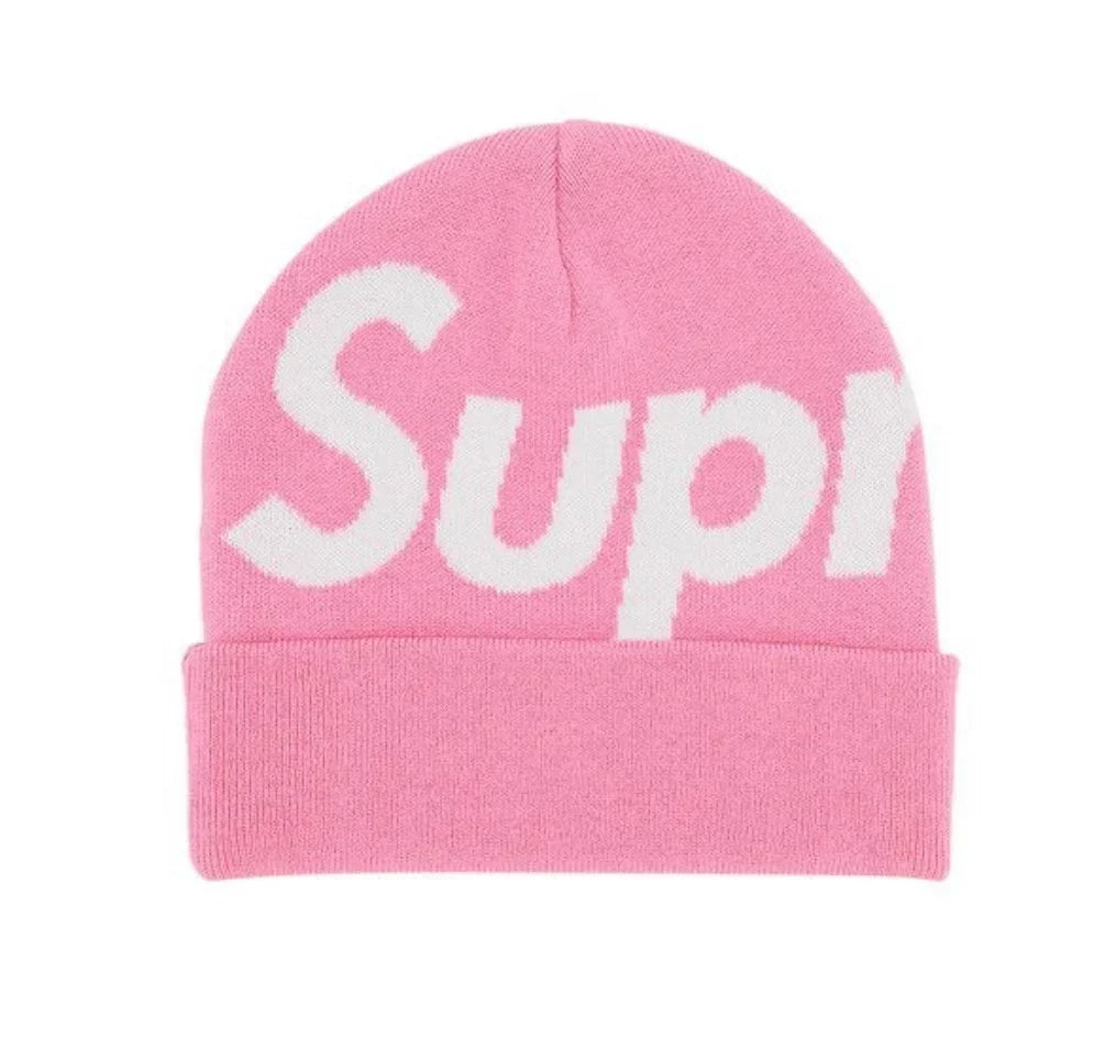 Supreme Big Logo Beanie Fw25 Pink Cuffed Knit Winter Hat
