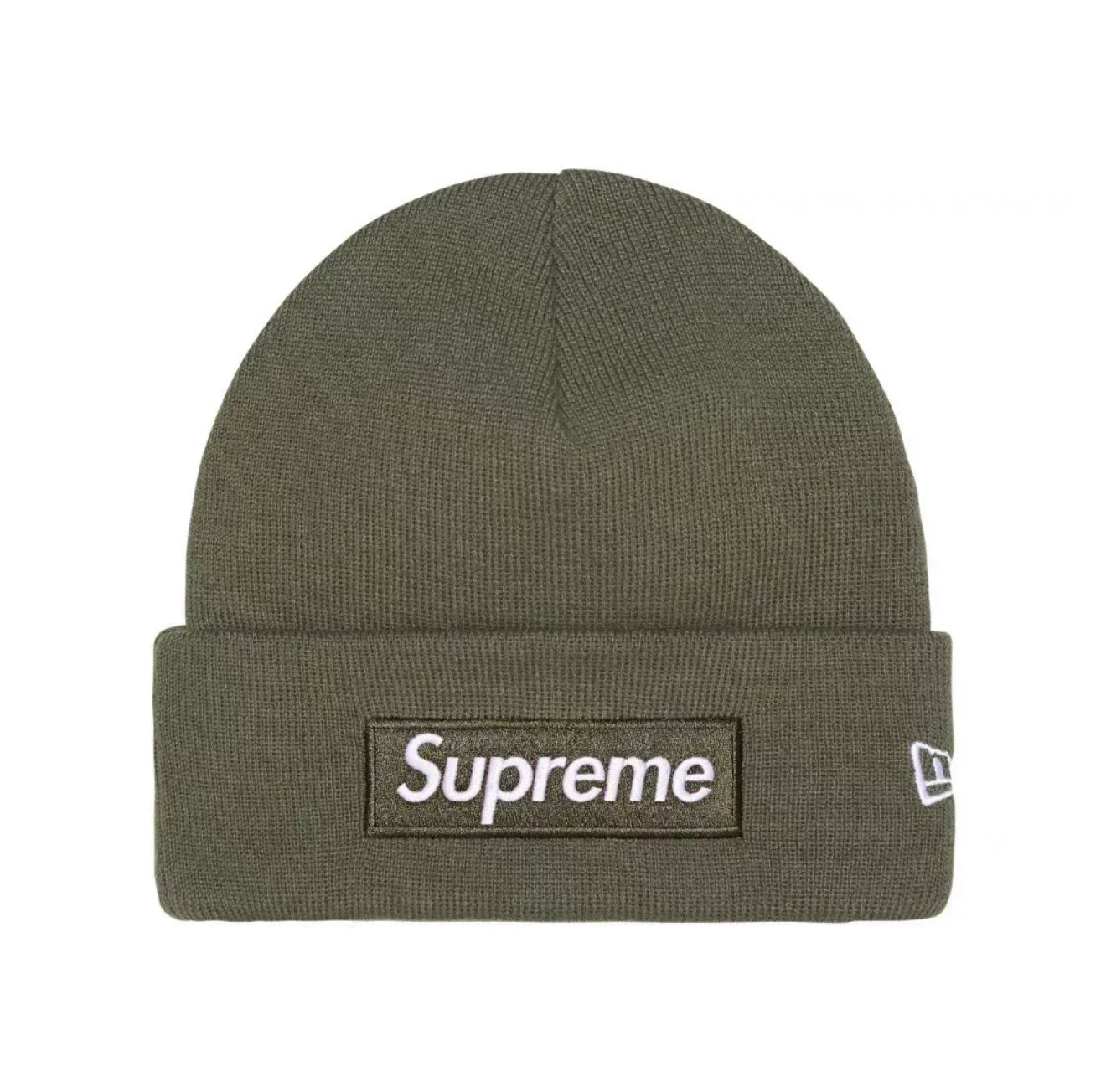 Supreme New Era Box Logo Beanie Fw25 Olive Knit Cuffed Hat