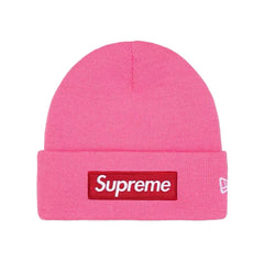 Supreme New Era Box Logo Beanie Fw25 Magenta Knit Cuffed Hat