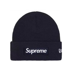 Supreme New Era Box Logo Beanie Fw25 Navy Knit Cuffed Hat