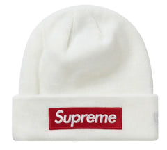 Supreme Box Logo Beanie White Cuffed Knit Winter Hat